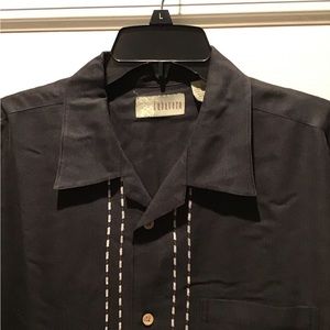 CUBAVERA Short-Sleeve (L) Black Camp Shirt